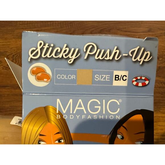 Magic Bodyfashion Women’s Super Sticky Push Ups Size B/C NWT Strapless Support - Picture 3 of 5